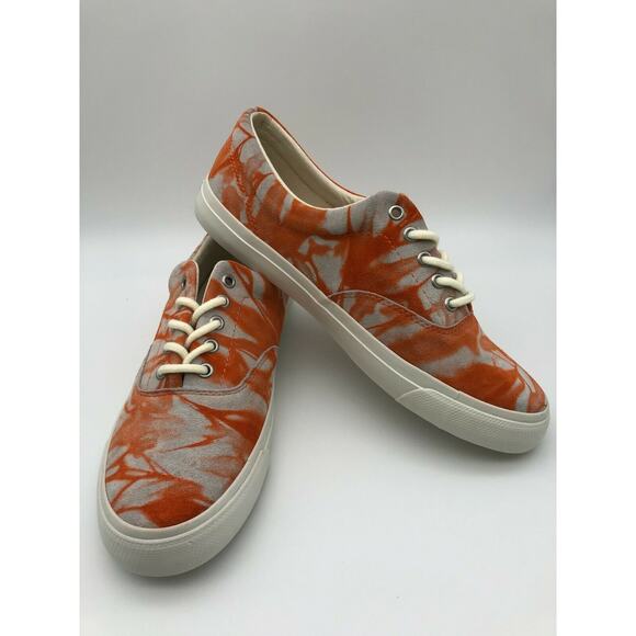 Polo Ralph Lauren Orange Tie Dye Sneakers Harpoon Casual Shoes Men’s Size 9D - Picture 15 of 16